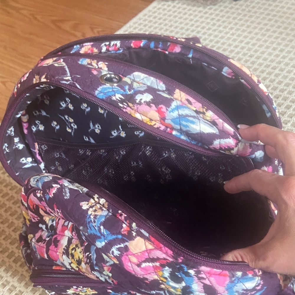 Vera Bradley Quilted Floral Backpack in Purple with Multicolor Flowers - Picture 9 of 9